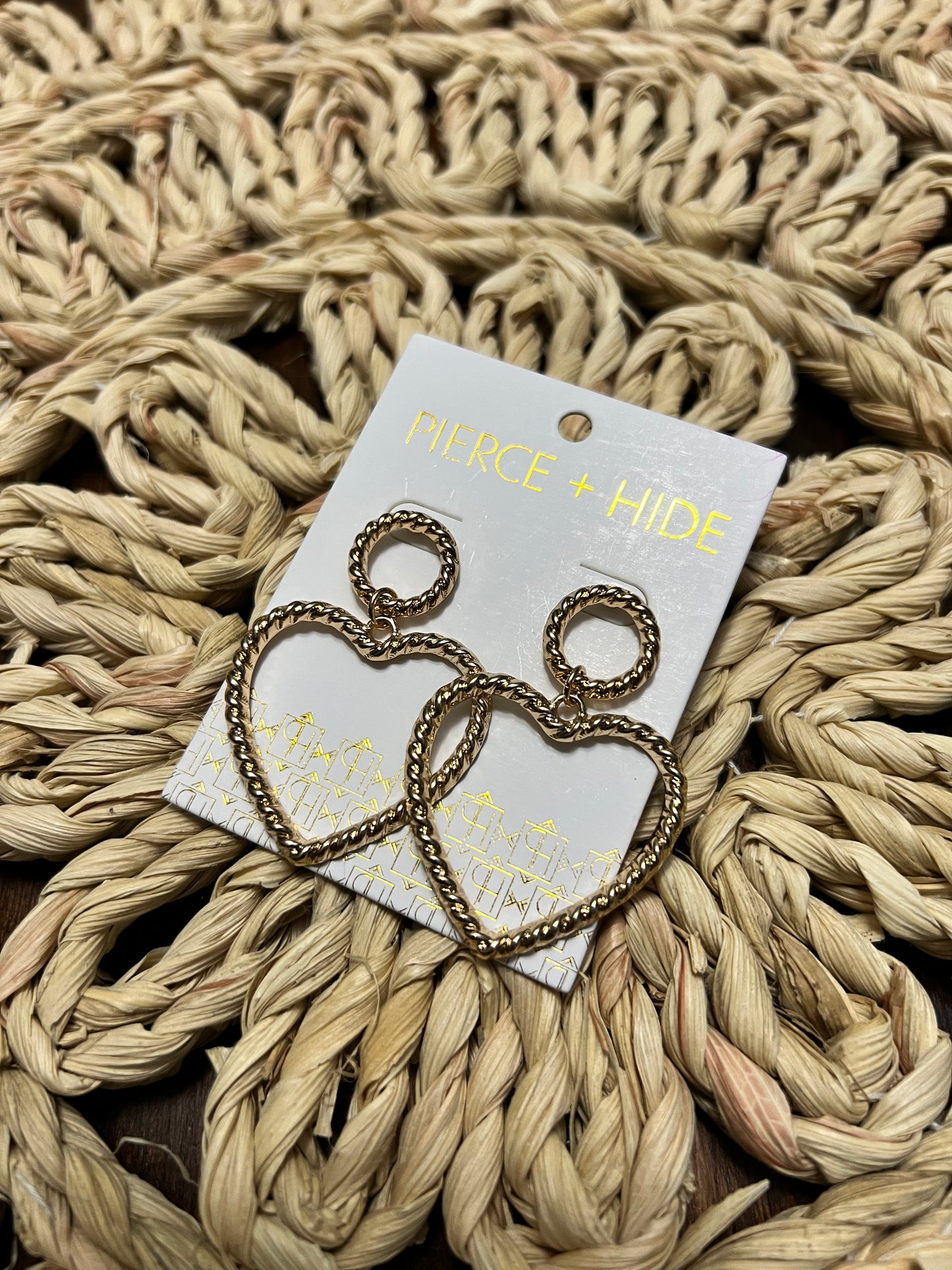 Gold Rope Heart Earrings