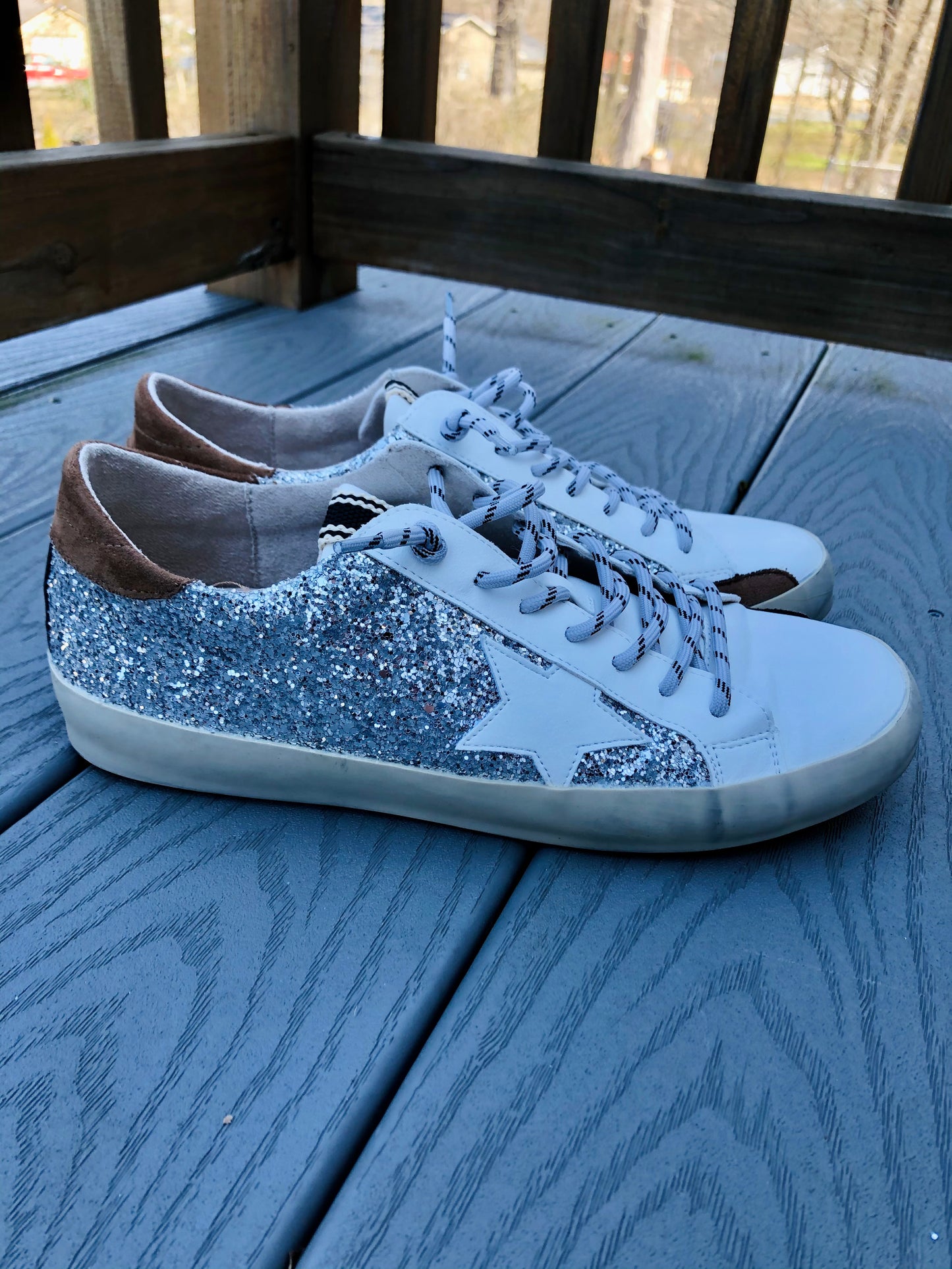 Stella Laine Star Sneakers - Silver Sparkle