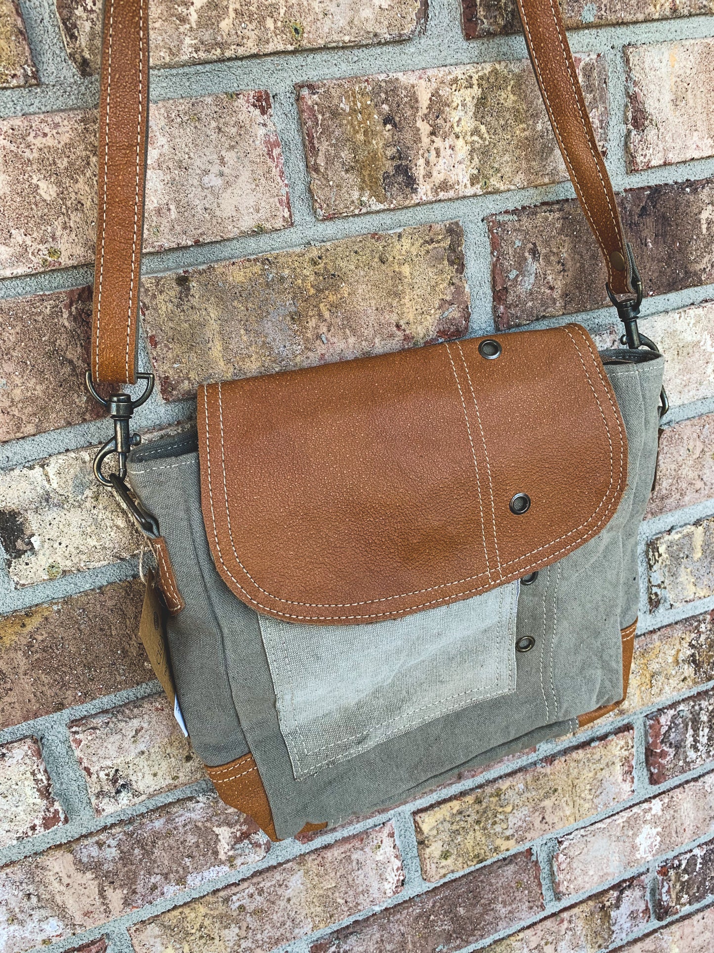 Plain Shoulder Bag With Leather Flap